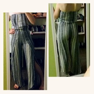 NWT Anthro DREW Strapless Jumpsuit Blue XS READ⬇️!